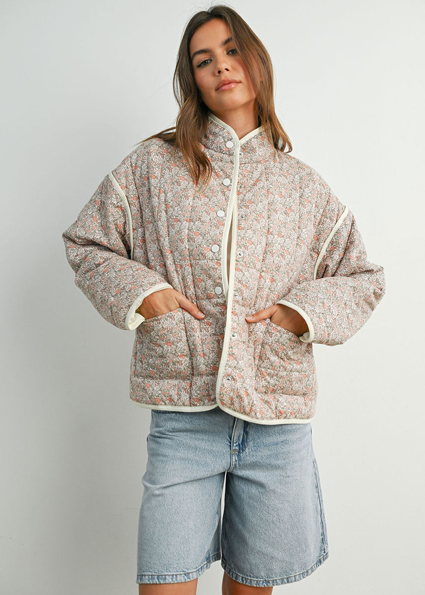 Kenna Floral Quilted Jacket - Mauve Ivory – Alice & Wonder