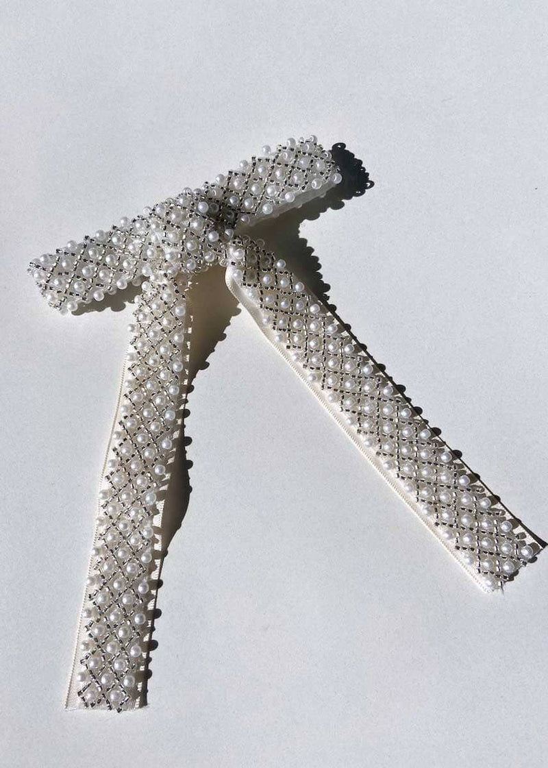 hanging beads ribbon pearl cross hat