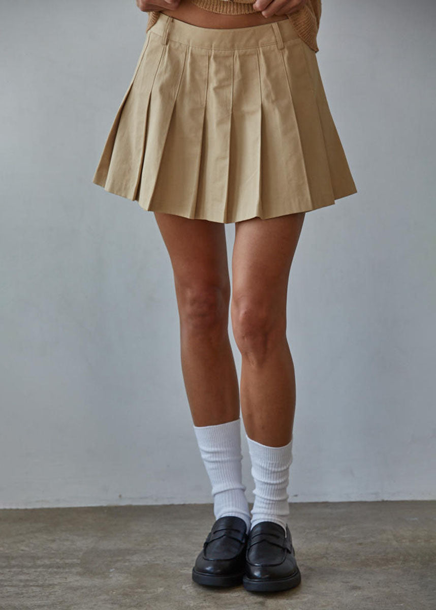 Beckett Pleated Mini Skirt - Khaki – Alice & Wonder