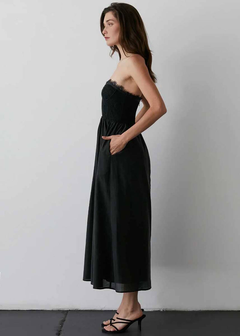 Thalia Lace Corset Midi Dress - Black – Alice & Wonder