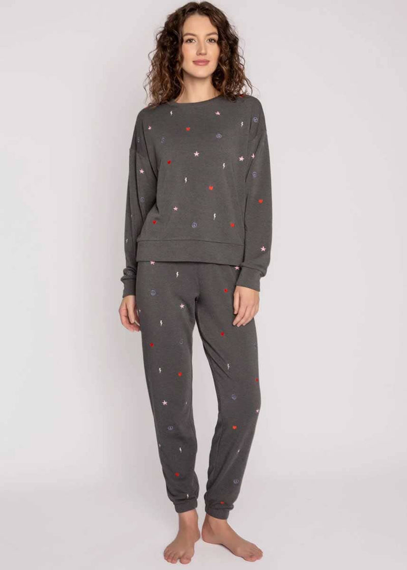 Women’s Jogger Pajama Set - Gray Heart
