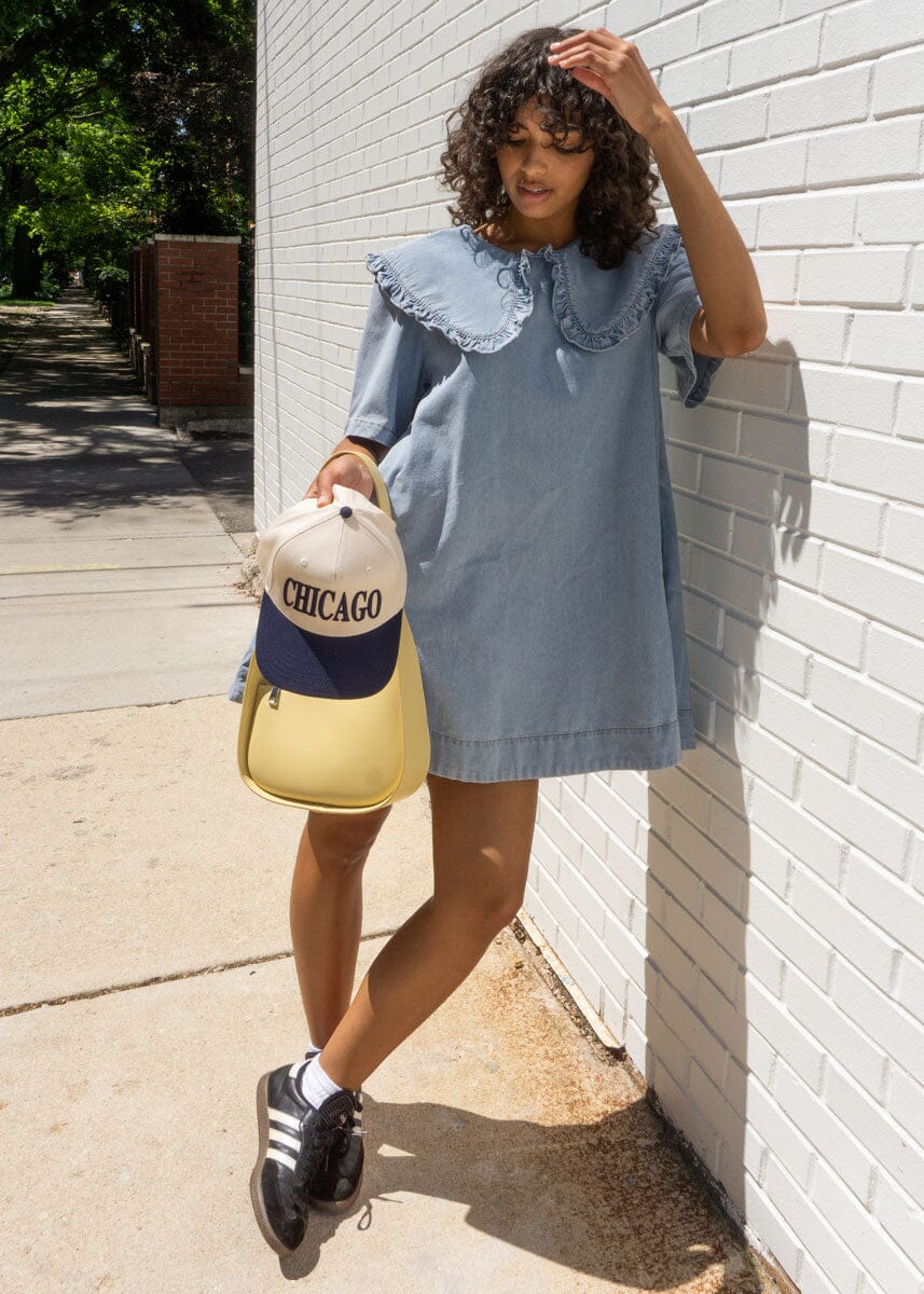 Wendy Ruffled Denim Mini Dress - Light – Alice & Wonder