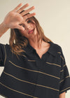 Rachel Stripe Knit Top - Black & Tan