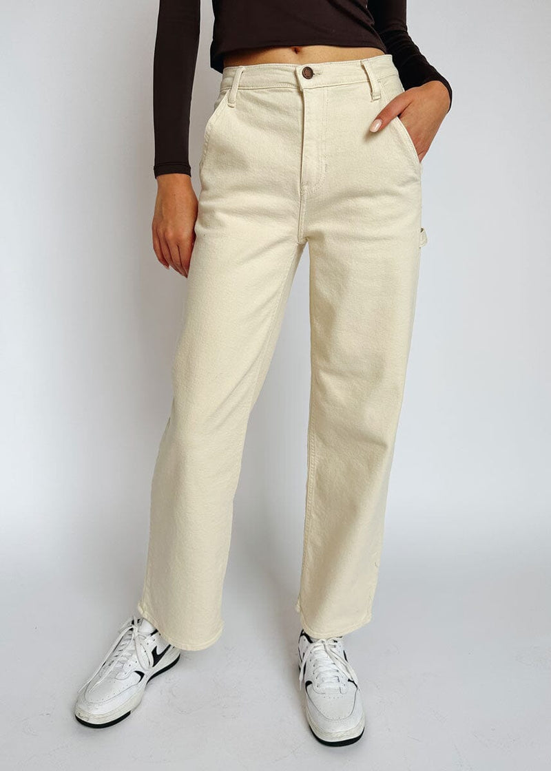 Dickies Women's Slim Straight Fit Roll Hem Carpenter Pants, Olive