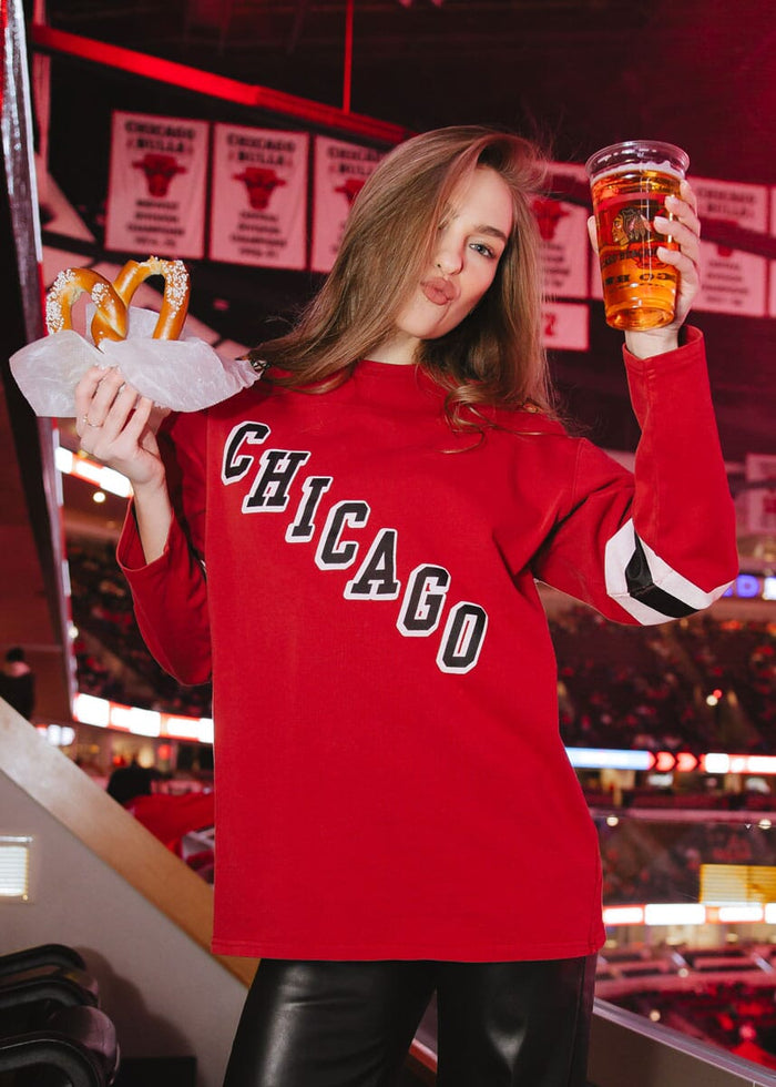 Blackhawks Hockey Jersey Tee - Red