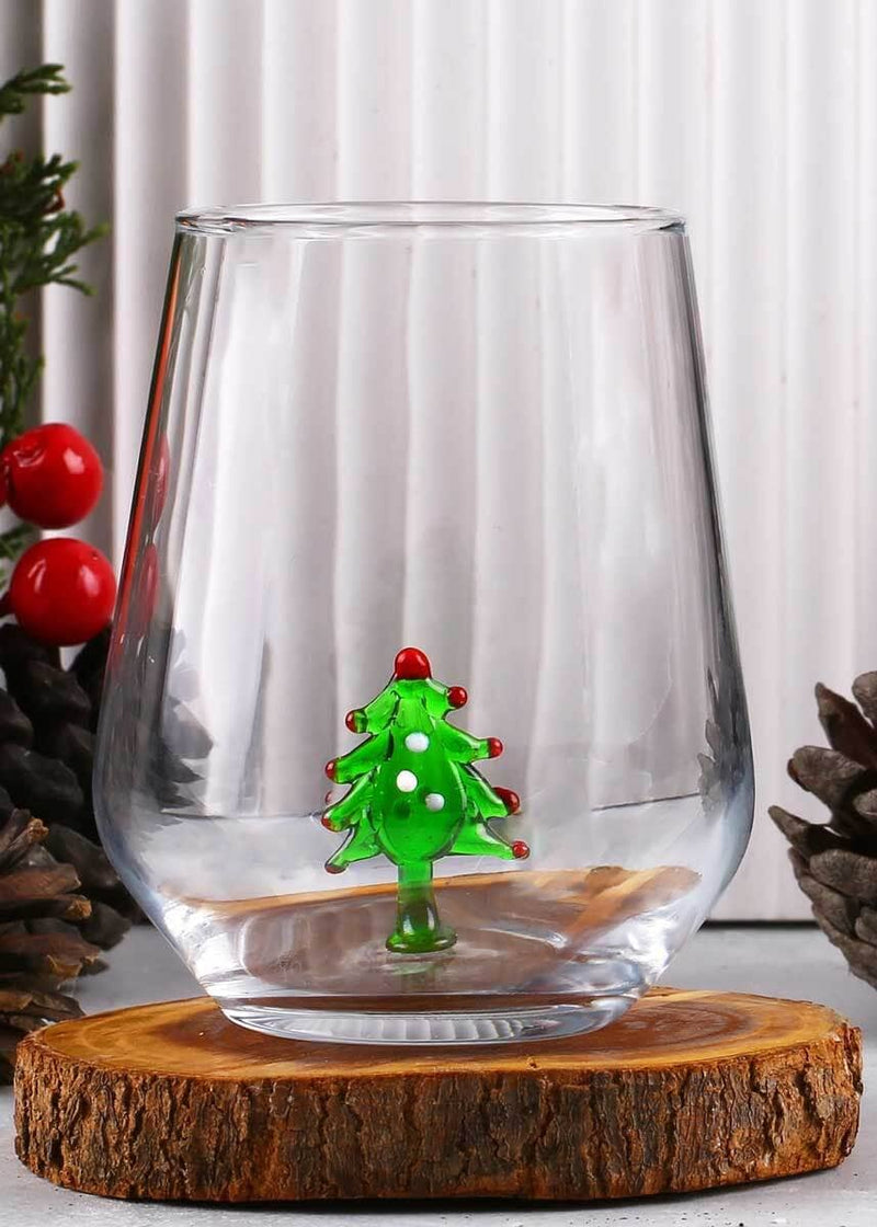 Hand Blown Holiday Wine Glass Christmas Tree Alice & Wonder