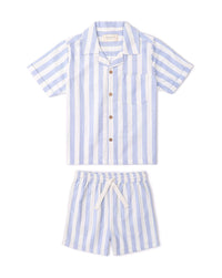 Organic Shirt & Shorts Set - Blue Stripes