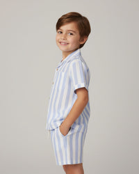 Organic Shirt & Shorts Set - Blue Stripes