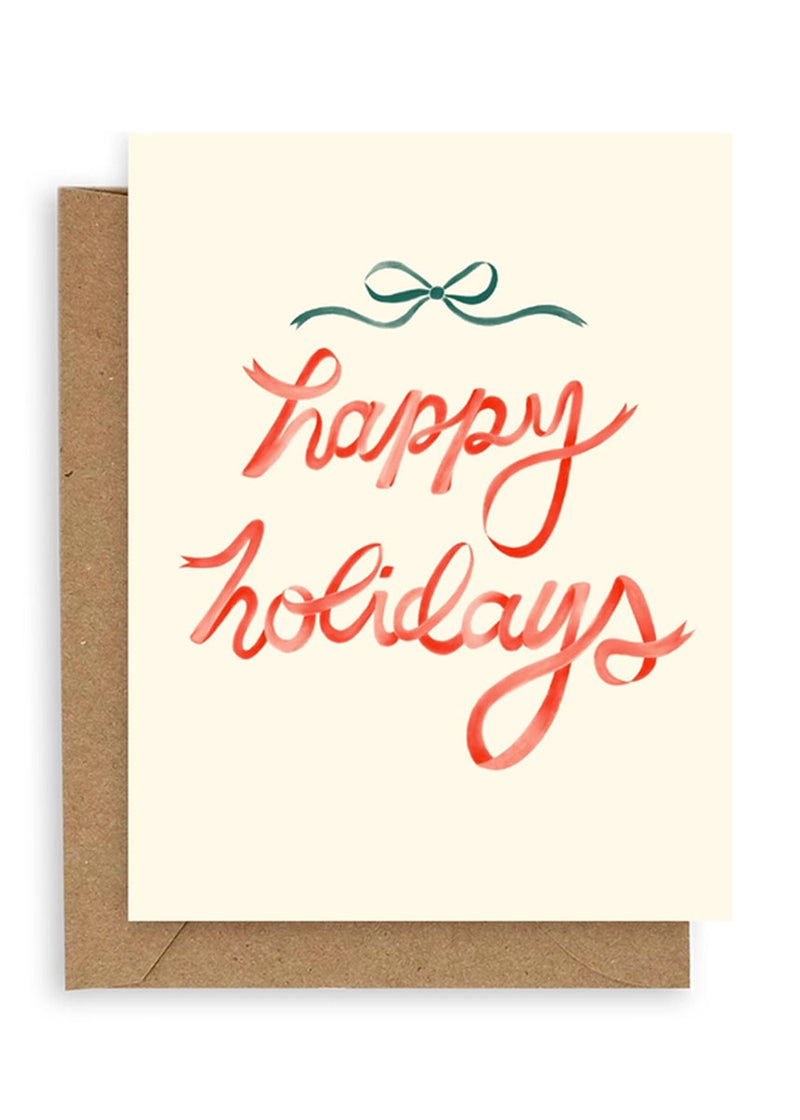 Red Ribbon Happy Holidays Card