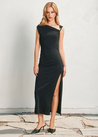 Cypress Glow Metallic Trim Maxi Dress - Black