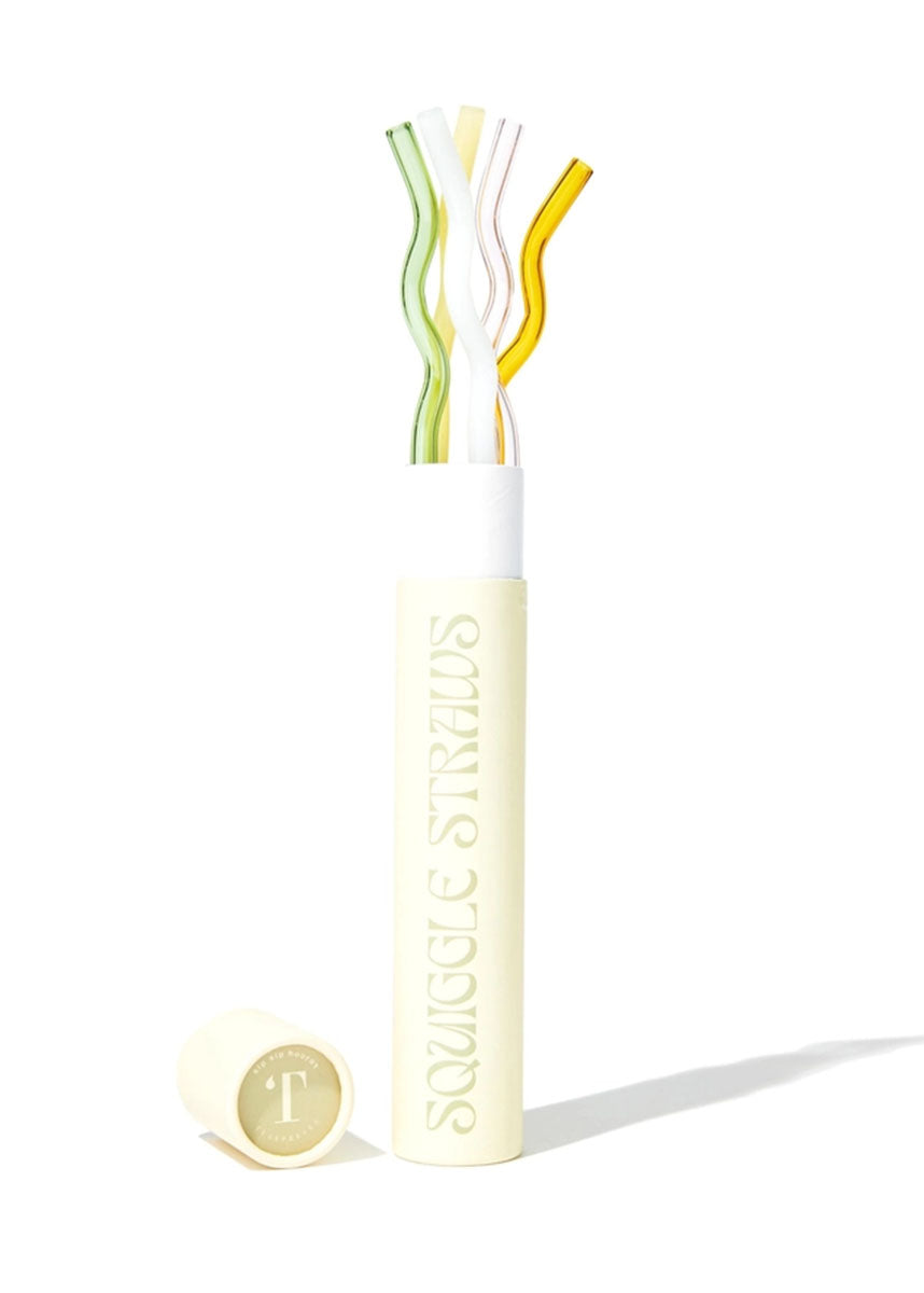 Squiggle Glass Straws Set