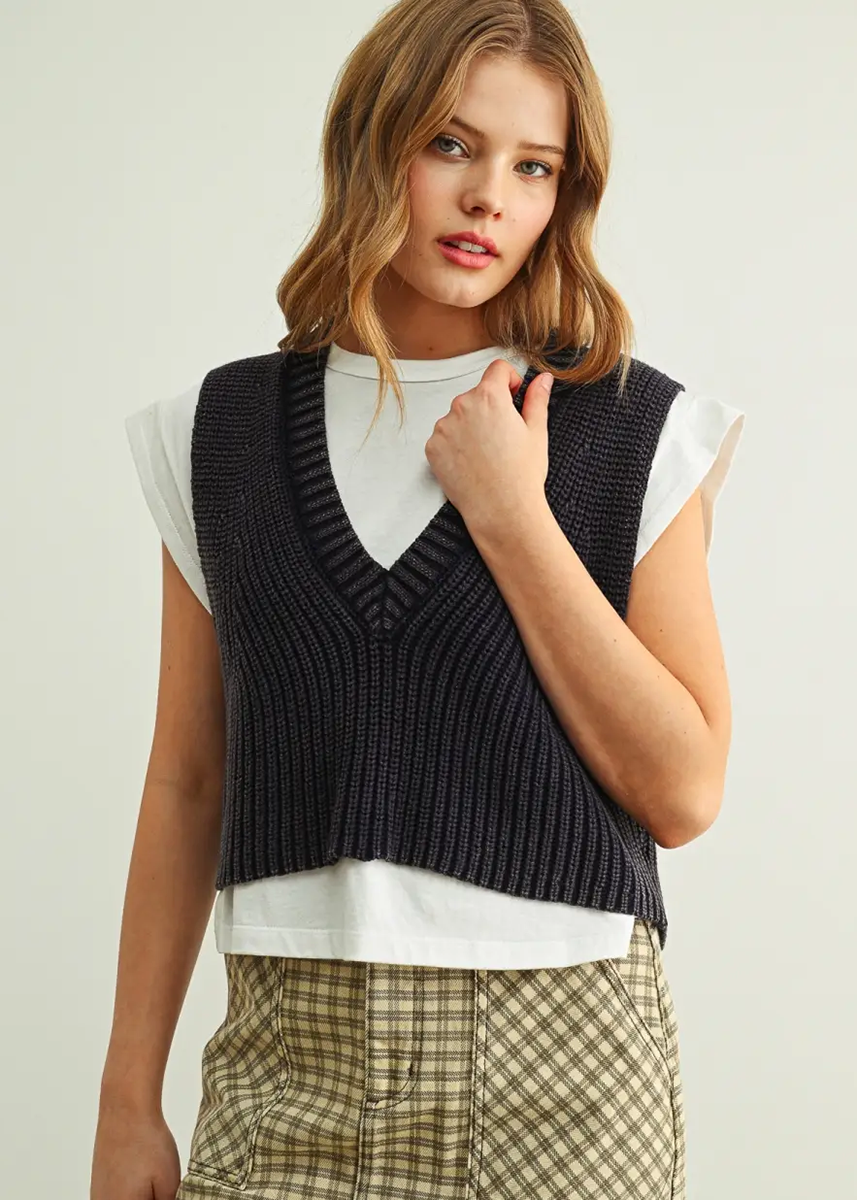 Meeya Sweater Vest Top Combo - Navy
