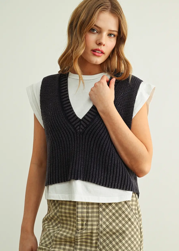 Meeya Sweater Vest Top Combo - Navy