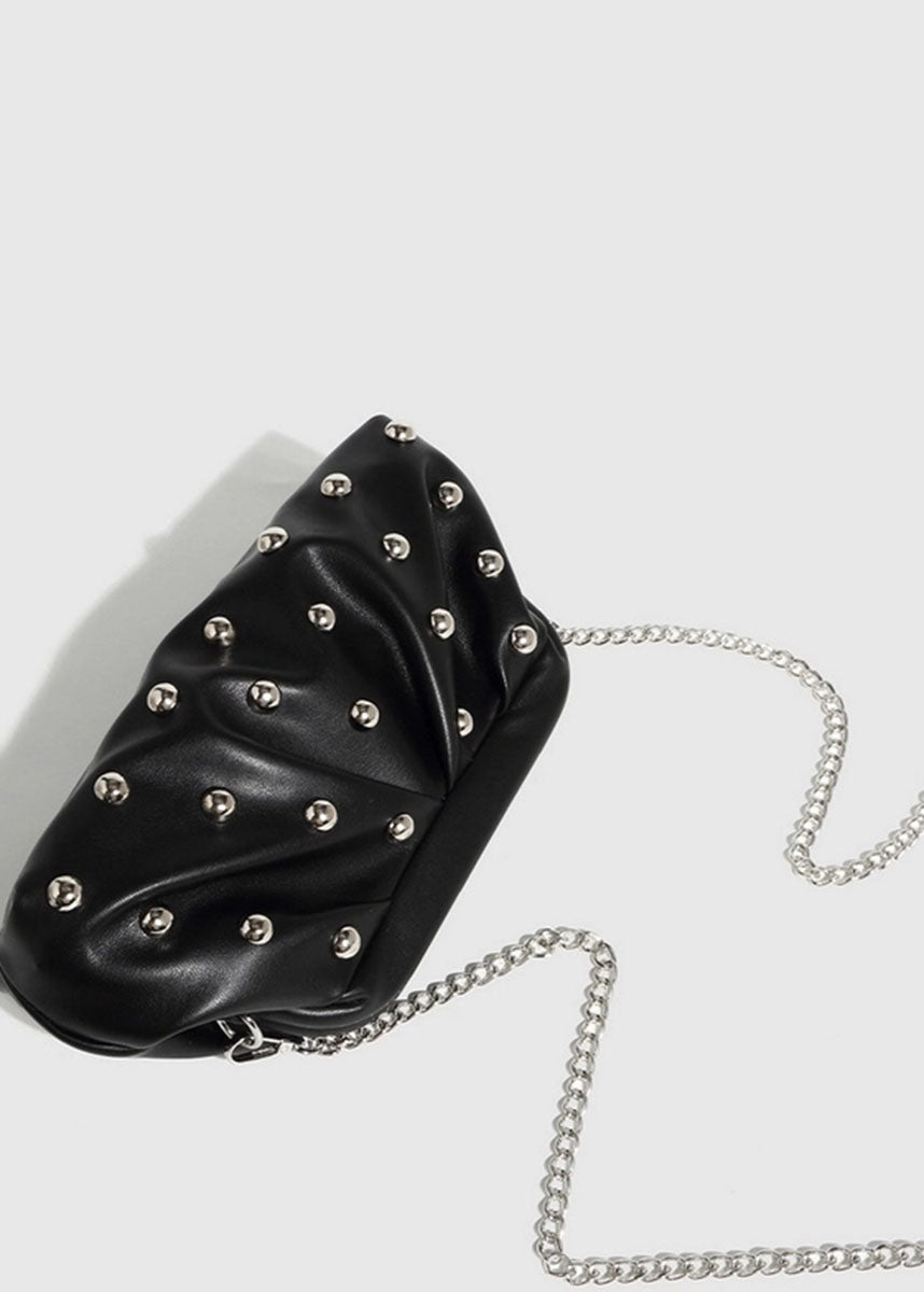 Studded Dumpling Clutch - Black