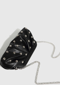Studded Dumpling Clutch - Black