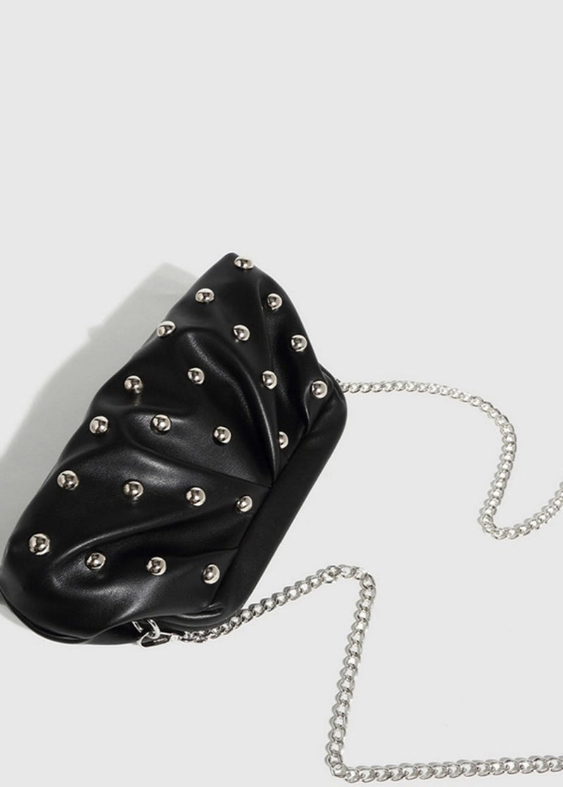 Studded Dumpling Clutch - Black