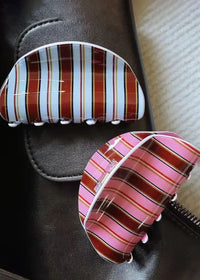 Beau Striped Half Moon Claw Clip