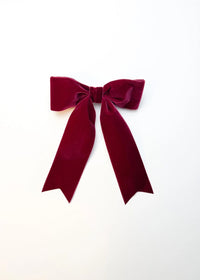 Bailee Large Velvet Bow Barette - Wine