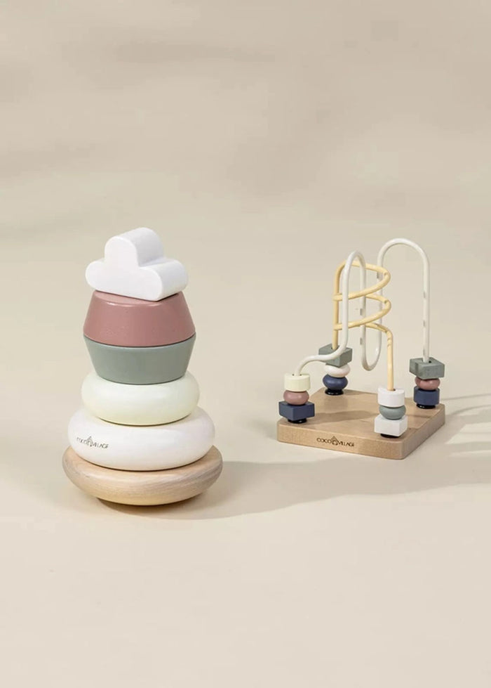 Wooden Stacking Rings & Beads Maze Toy