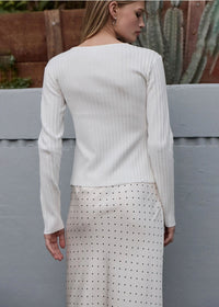 Bette Satin Polka Dot Midi Skirt - Cream