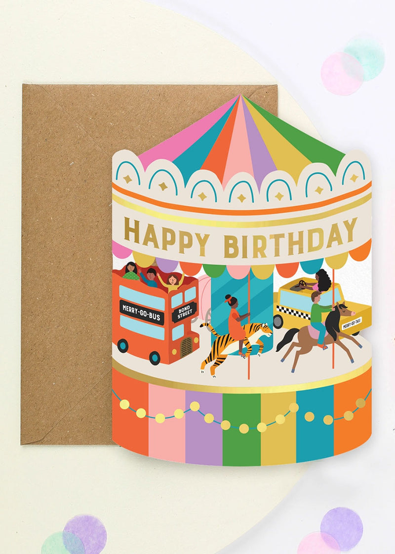 Fairground Carousel Birthday Card