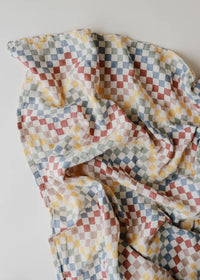 Organic Cotton Muslin Swaddle Blanket - Retro Check