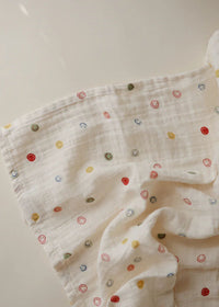 Organic Cotton Muslin Swaddle Blanket - Smiley Face