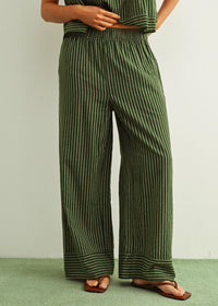 Olivette Striped Wide Leg Pants - Green