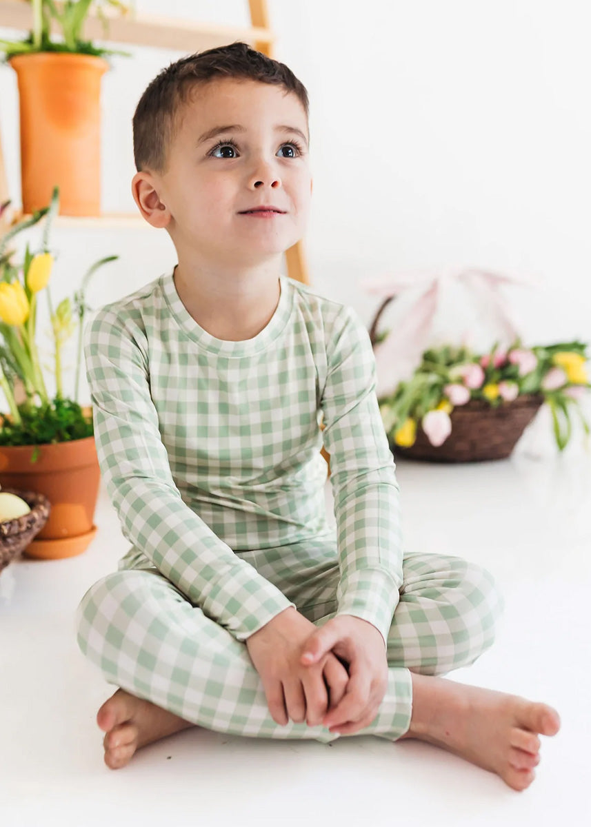 Green Gingham Two Piece Set
