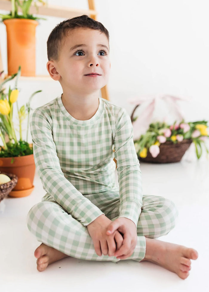 Green Gingham Two Piece Set
