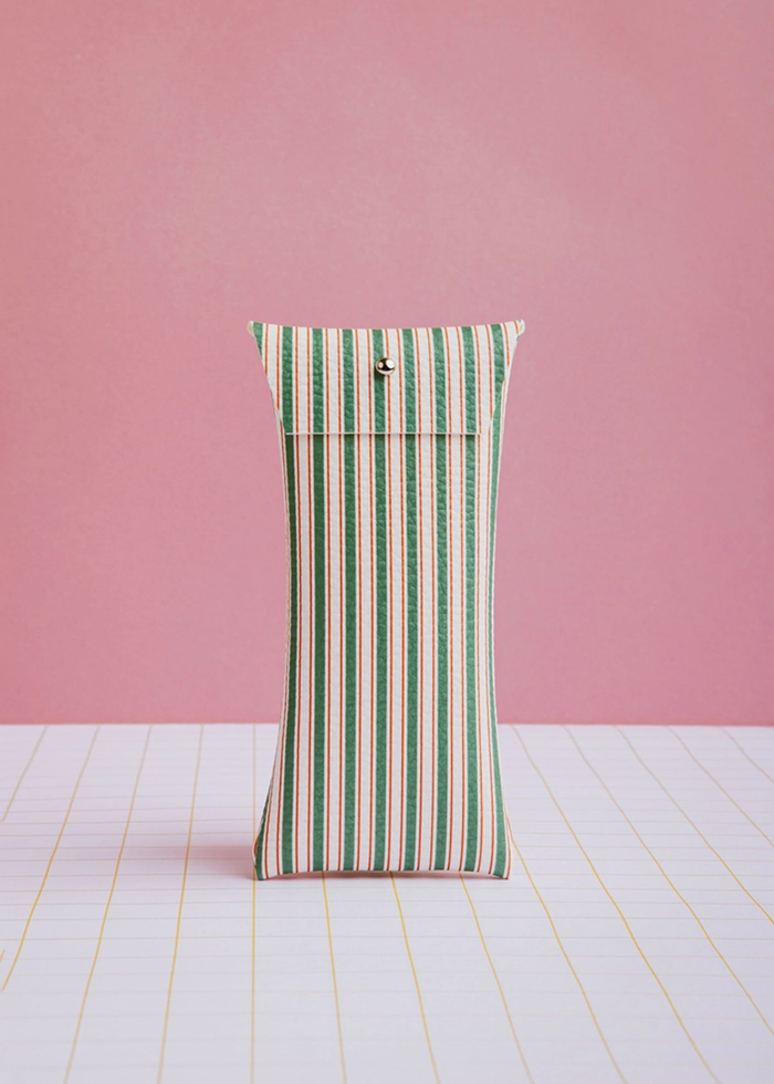 Green Stripes Glasses Case