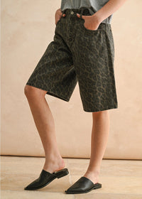 Loretta Denim Bermuda Shorts - Leopard