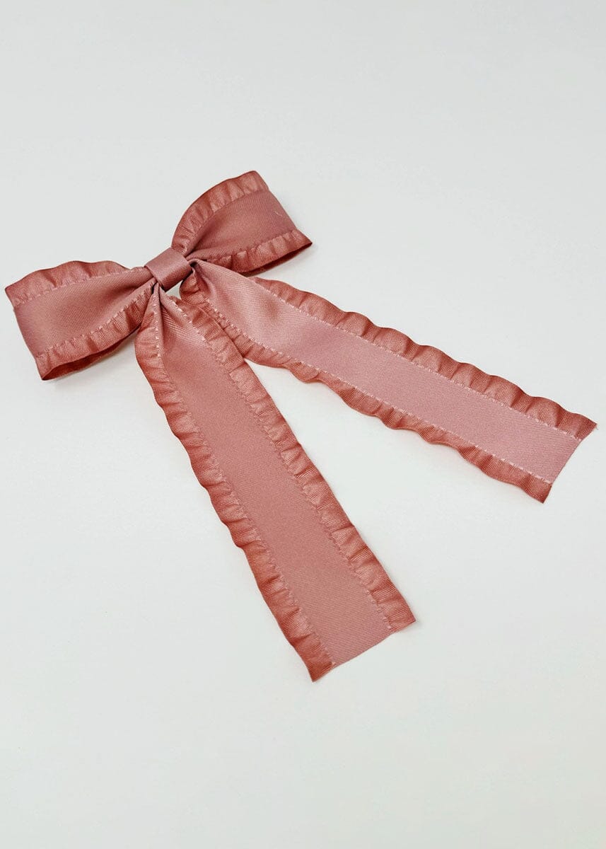 Love Game Frill Bow Hair Clip - Pink