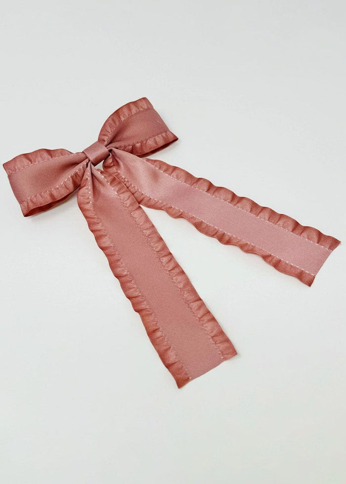 Love Game Frill Bow Hair Clip - Pink