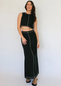 Kenzy Linen Maxi Skirt - Black
