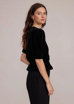 Eline Rhinestone Bow Top - Black