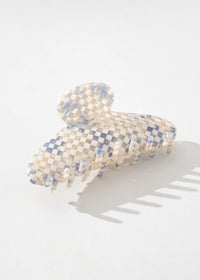 Blue Sand Check Large Claw Clip