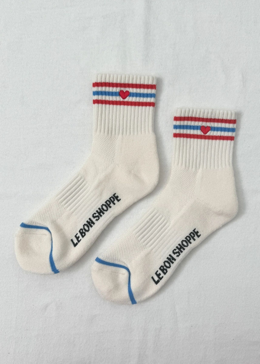 Heart Embroidered Girlfriend Socks - Leche