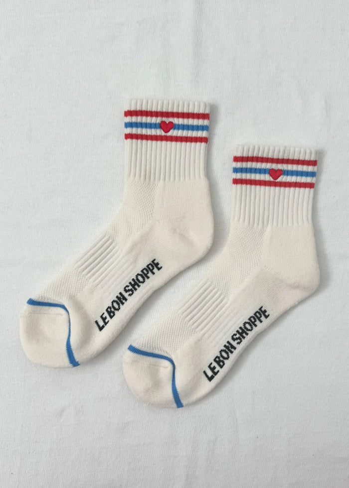 Heart Embroidered Girlfriend Socks - Leche