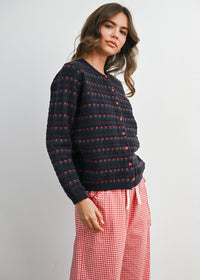 Vera Floral Cardigan - Navy & Red