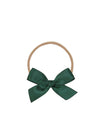 Small Satin Bow Headband - Evergreen