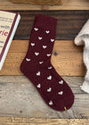 Vintage Love Heart Socks - Burgundy