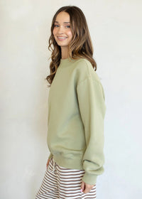 Nelly Fleece Wide Neck Sweatshirt - Sage