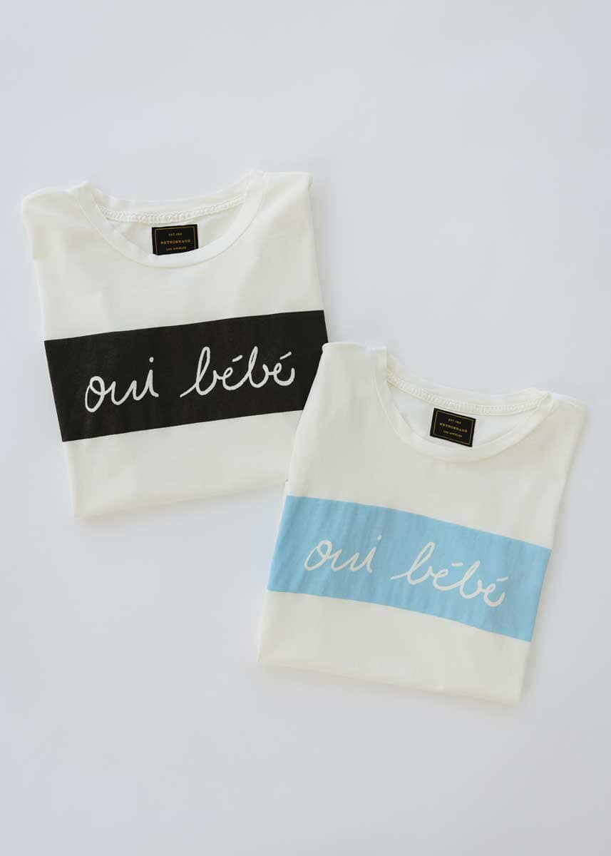 Oui Bebe Vintage Cursive T-Shirt - Black