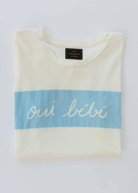 Oui Bebe Vintage Cursive T-Shirt - Blue
