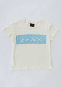 Oui Bebe Vintage Cursive T-Shirt - Blue