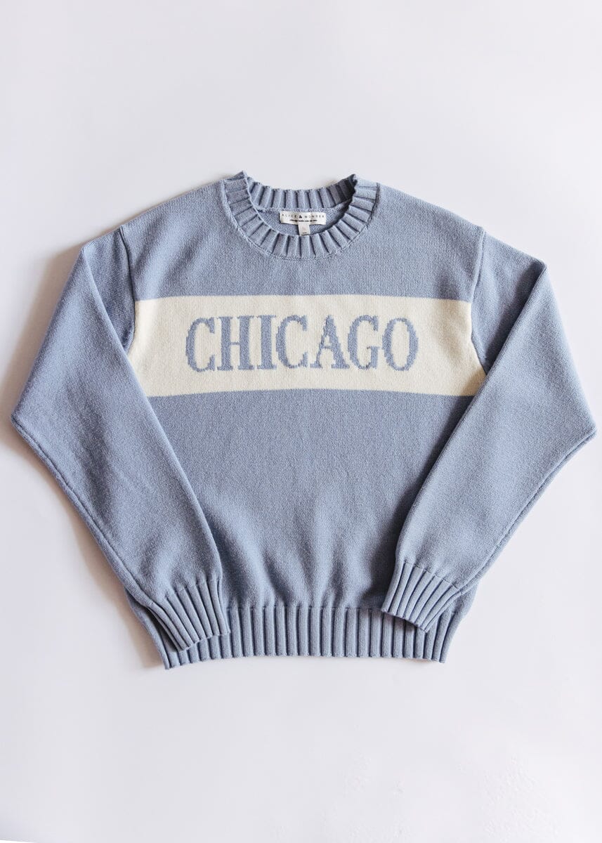Chicago Block Stripe Sweater - Powder Blue