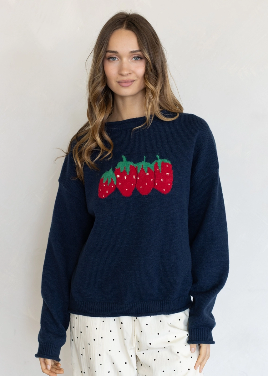Strawberry Sweater - Navy