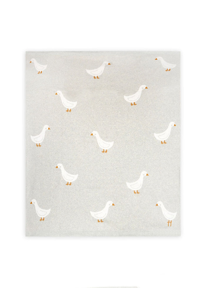 Organic Jacquard Sweater Knit Baby Blanket - Duck Waddle
