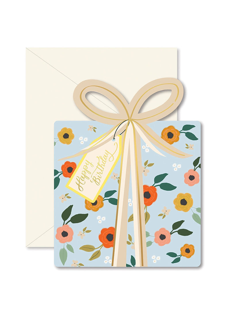 Blue Floral Birthday Gift Card